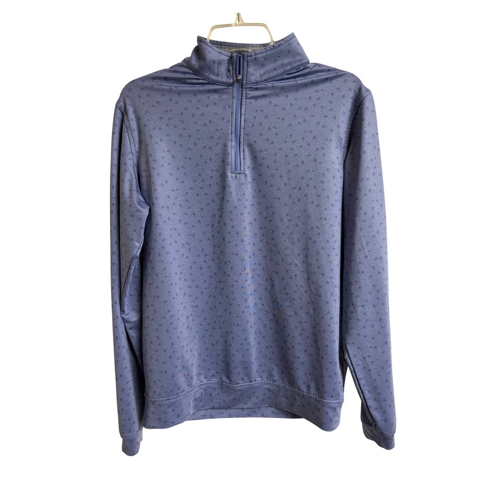 Peter Millar Crown Sport Perth Performance 1/4 Zip Pullover Mens Small Blue Golf